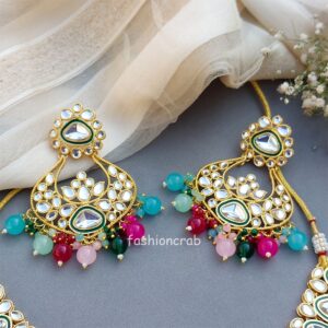 Kundan Bridal Necklace Set for Wedding - Multicolor