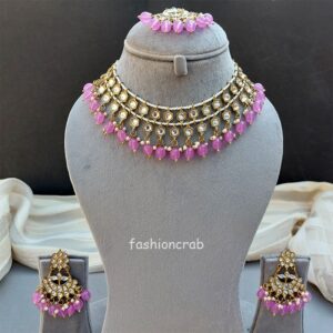 Light Purple Pearl Kundan Set for Anniversary Gift