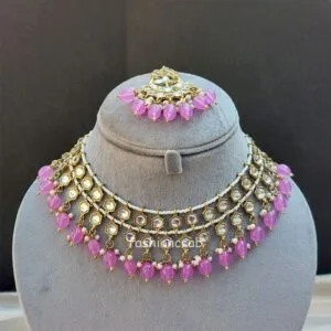 Light Purple Pearl Kundan Set for Anniversary Gift