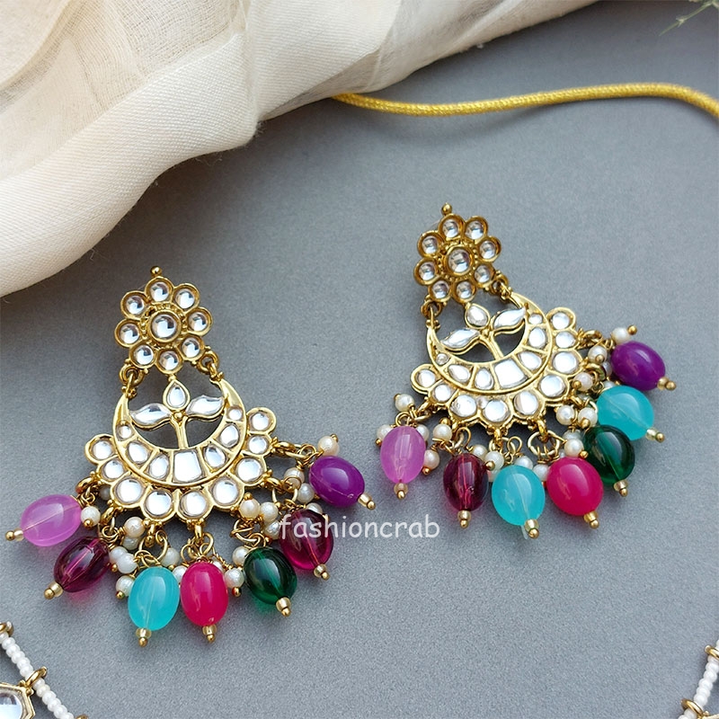 Multicolor Pearl Kundan Set for Anniversary Gift