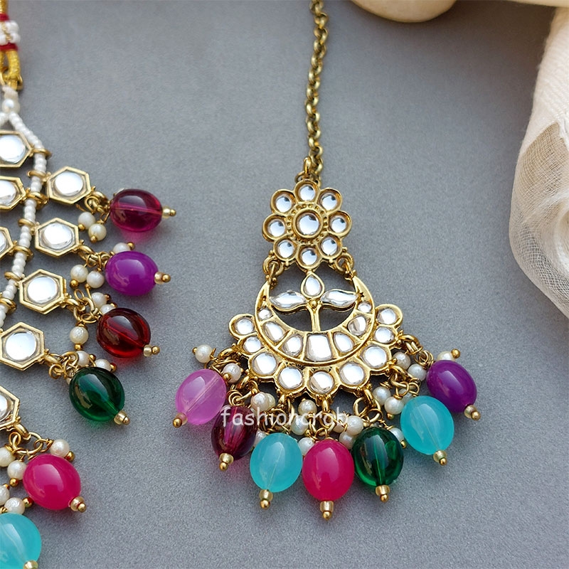 Multicolor Pearl Kundan Set for Anniversary Gift
