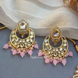 Sana Kundan Necklace Set - Pink