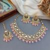 Sana Kundan Necklace Set - Pink