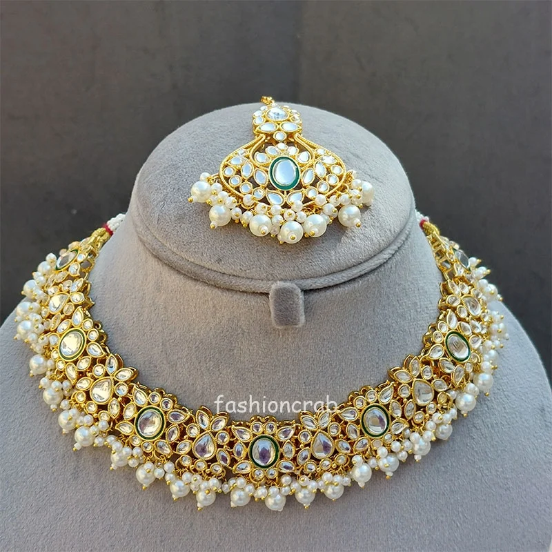 White Colour Jewellery Set for Wedding