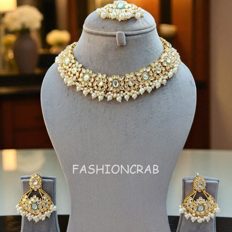 White Kundan Jewellery Set for Wedding