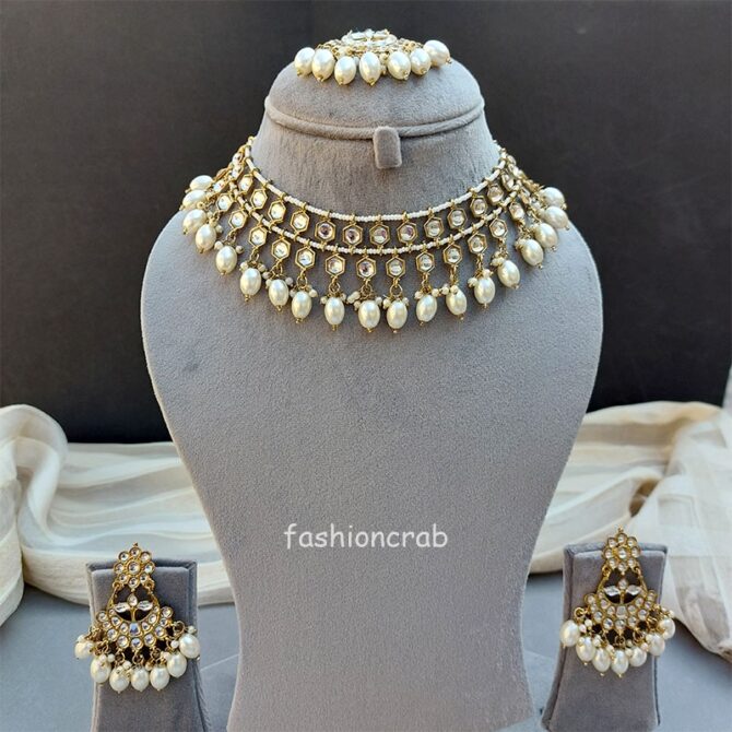 White Pearl Kundan Set for Anniversary Gift-05 White Pearl Kundan Set for Anniversary Gift