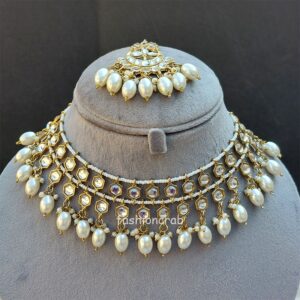 White Pearl Kundan Set for Anniversary Gift