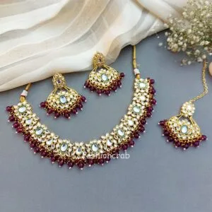 Wine Colour Jewellery Set for Wedding