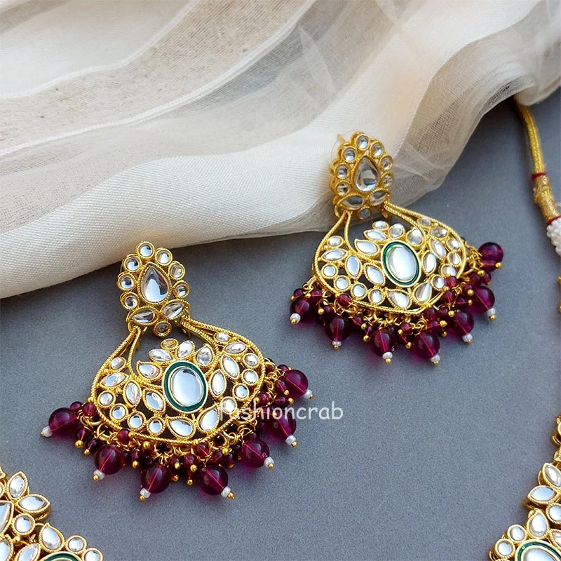Wine Colour Jewellery Set for Wedding