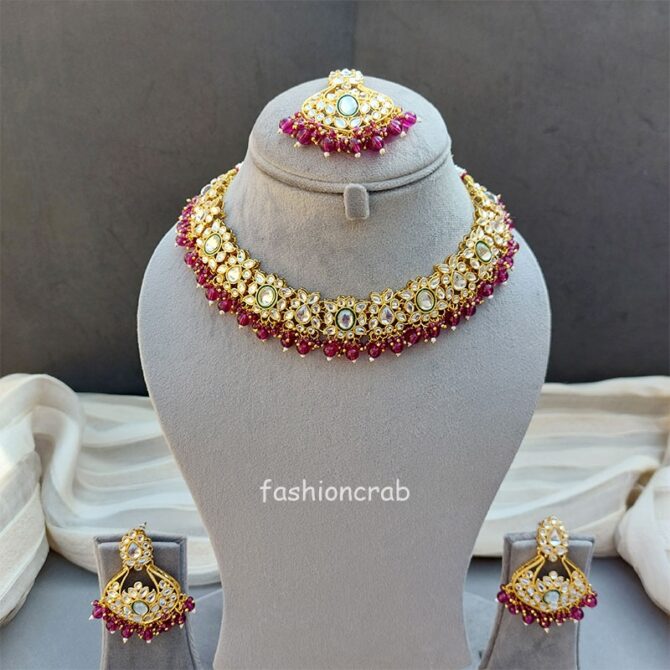 Wine Colour Jewellery Set for Wedding-07 Wine Colour Jewellery Set for Wedding