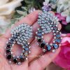 AD Earrings - Black Stone-02 AD Earrings - Black Stone