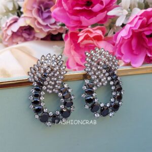 AD Earrings - Black Stone