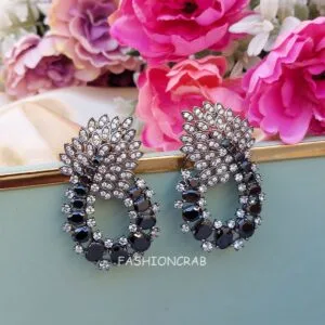 AD Earrings - Black Stone