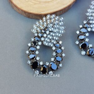 AD Earrings - Black Stone