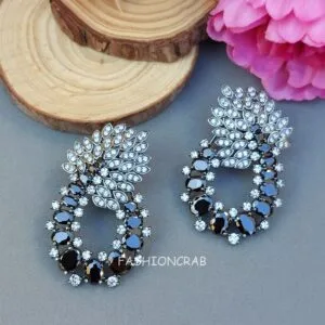 AD Earrings - Black Stone