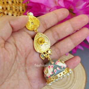 Alia Jhumka Earrings with Chain - Grey