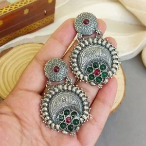 Darshvi Brass Earrings - Pink Green