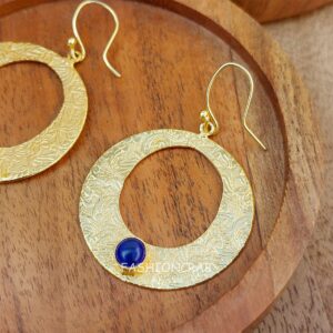 Golden Round Shape Earring- Blue