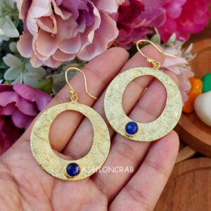 Golden Round Shape Earring- Blue
