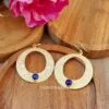 Golden Round Shape Earring- Blue