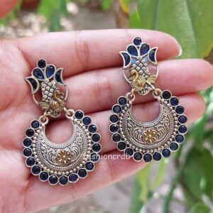 Konkana Oxidised Earrings - Blue
