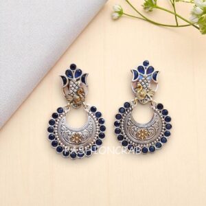 Konkana Oxidised Earrings - Blue