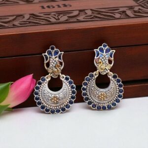 Konkana Oxidised Earrings - Blue