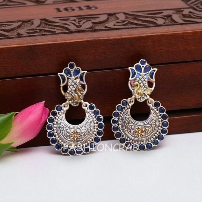 Konkana Oxidised Earrings - Blue-04 Konkana Oxidised Earrings - Blue