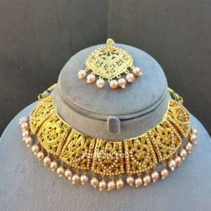 Shehnaaz Jadau Set - Champagne