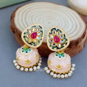 Vaanee Small Jhumka Earrings - Light Pink