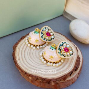 Vaanee Small Jhumka Earrings - Light Pink