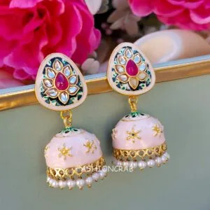 Vaanee Small Jhumka Earrings - Light Pink