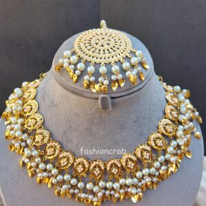 White Jadau Choker Set for Wedding