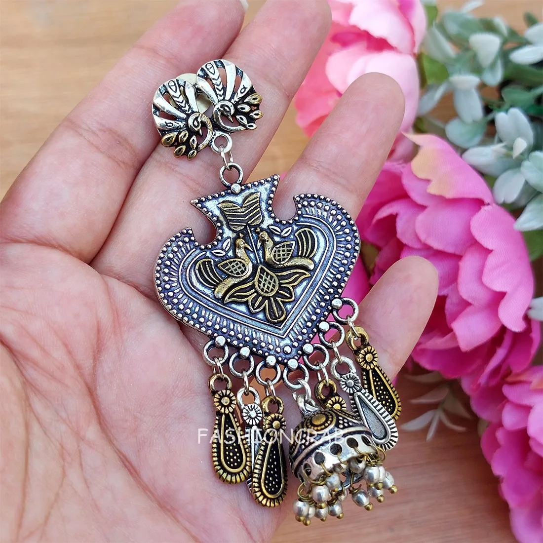 Bhairavi Oxidised Jhumka