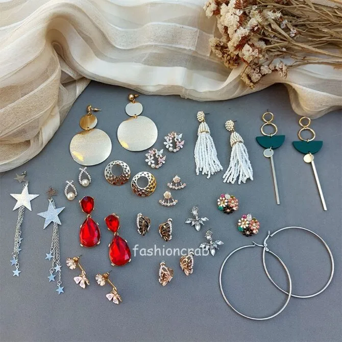 Earrings Combo Set of 15 - Assorted Fashion Earrings Earrings Combo Set of 15 - Assorted Fashion Earrings