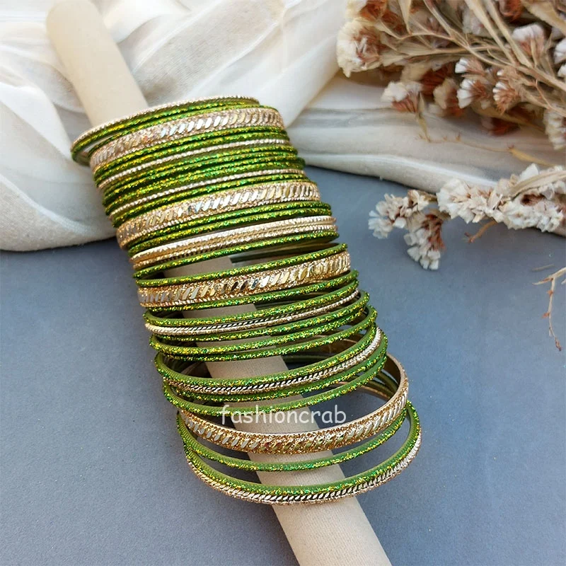 Green Color Metal Bangles