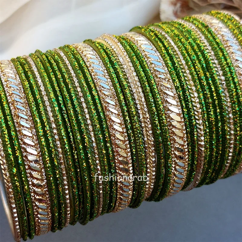 Green Color Metal Bangles