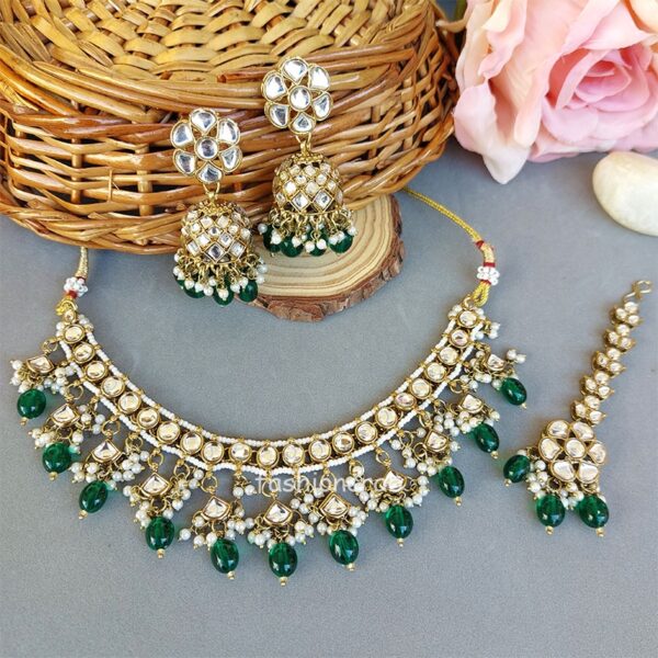 Katrina Kundan Jewellery Set - Green