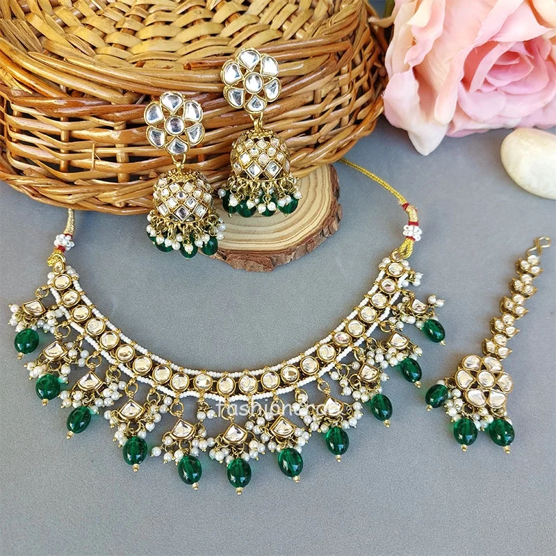 Katrina Kundan Jewellery Set - Green