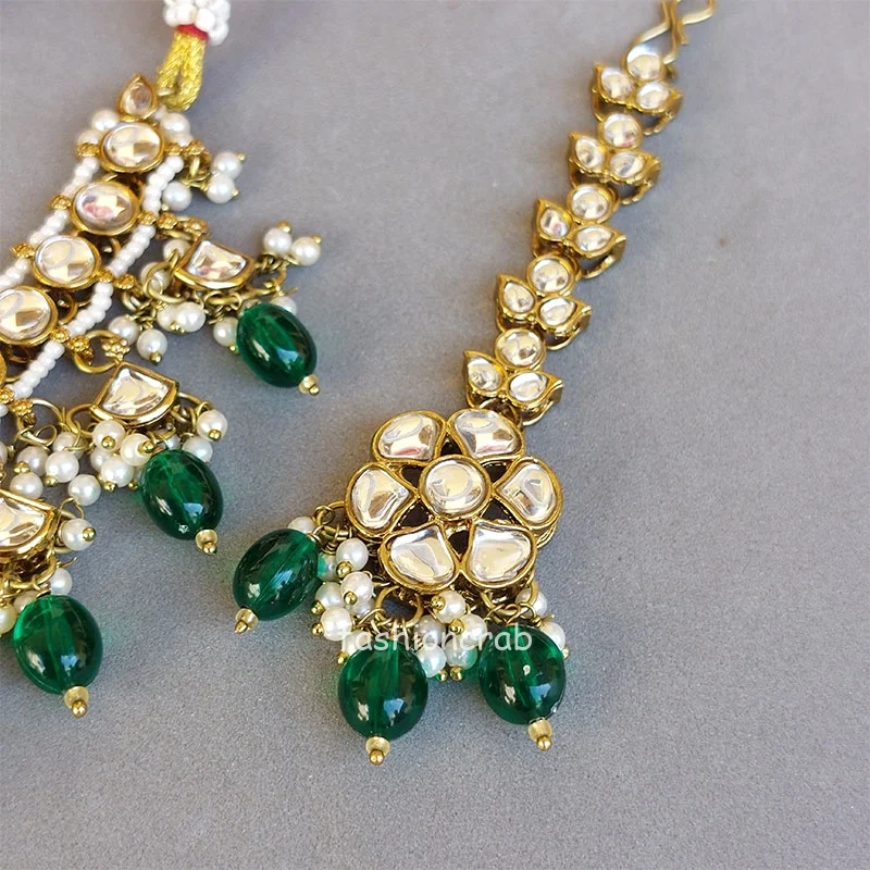 Katrina Kundan Jewellery Set - Green