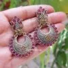 Konkana Oxidised Earrings - Pink Konkana Oxidised Earrings - Pink