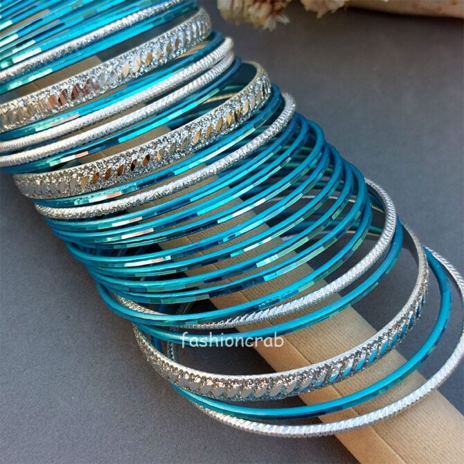 Light Blue Color Metal Bangles