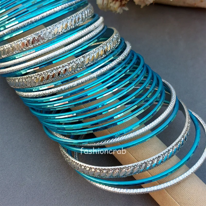 Light Blue Color Metal Bangles