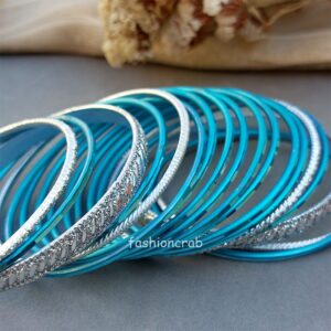 Light Blue Color Metal Bangles