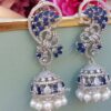 Lisa American Diamond Earrings - Dark Blue-04 Lisa American Diamond Earrings - Dark Blue