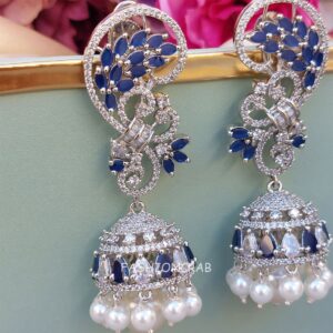 Lisa American Diamond Earrings - Dark Blue