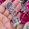 Lisa American Diamond Earrings - Dark Blue-05 Lisa American Diamond Earrings - Dark Blue