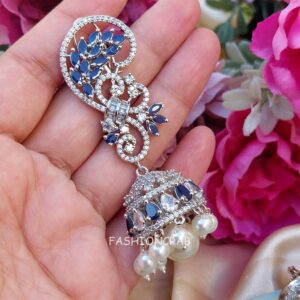 Lisa American Diamond Earrings - Dark Blue