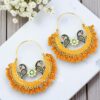 Orange Pearl Hoop Earrings for Lehenga-02 Orange Pearl Hoop Earrings for Lehenga