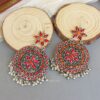 Oxidised Chandbali Earrings - Pink Orange